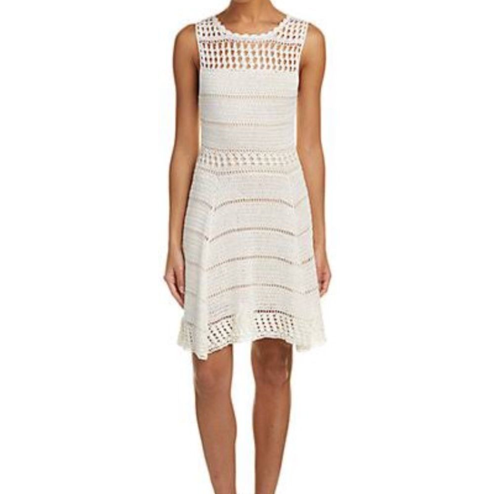 Alice + Olivia XS Noella Crochet linen blend dress